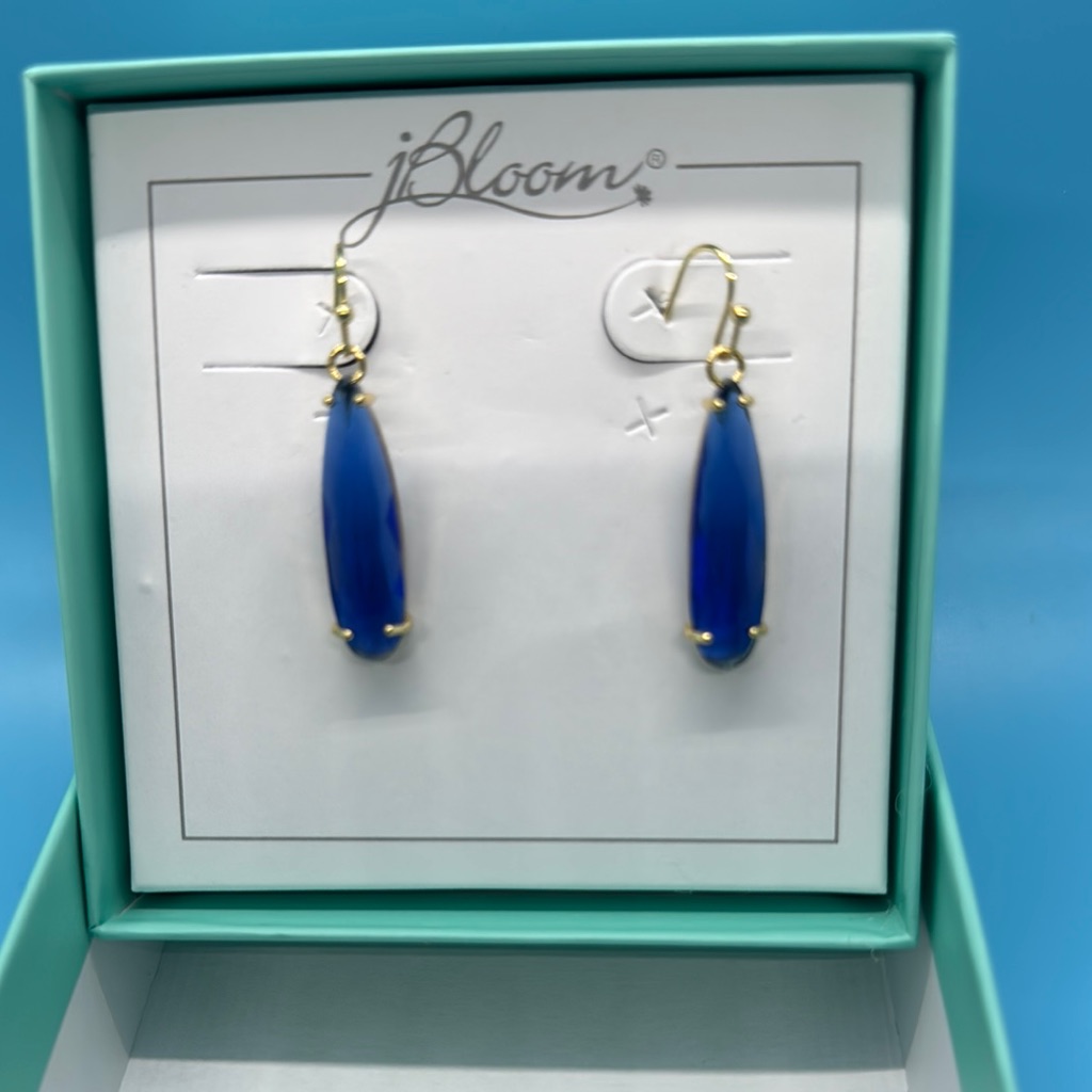 Jbloom Bleu Blue And Gold Modern Dangle Earrings 14$